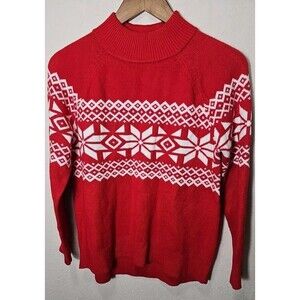 NWT Talbots Cozy Red White Snowflake Pattern “ Thermolite” Sweater  1X